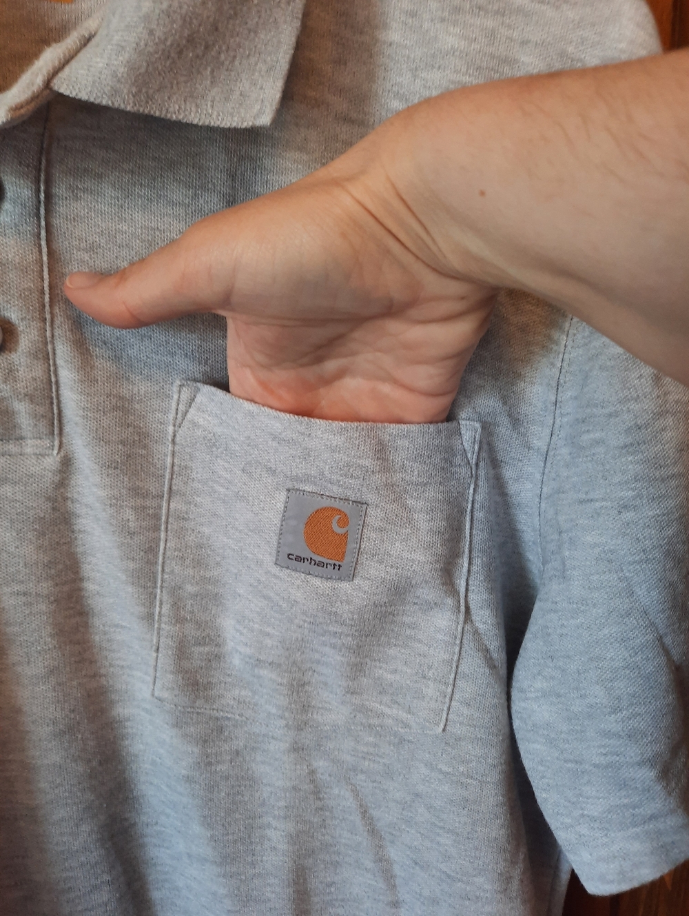 Carhartt Original Fit Heather Gray Short Sleeve Polo Shirt K570 HGY Size Medium - Picture 7 of 11